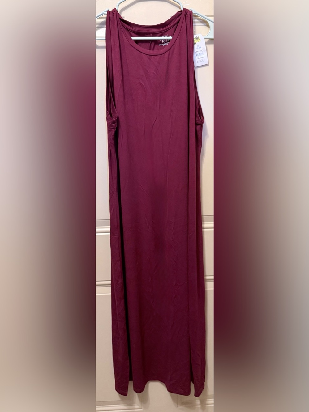 Time and Tru Midi Column Sleeveless Tank Dress in Wine Punch Size XL